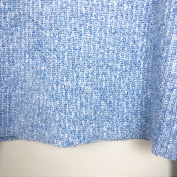 ZARA | Baby Blue Mock Neck Cropped Ribbed Sweater Women’s Size Medium - Picture 5 of 7